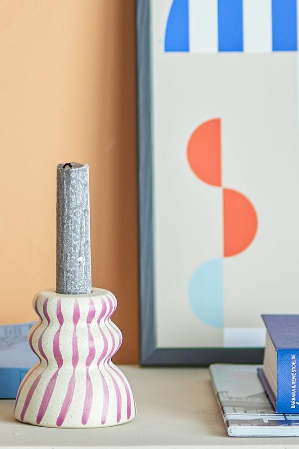 Gabin Candle Holder Purple Stoneware