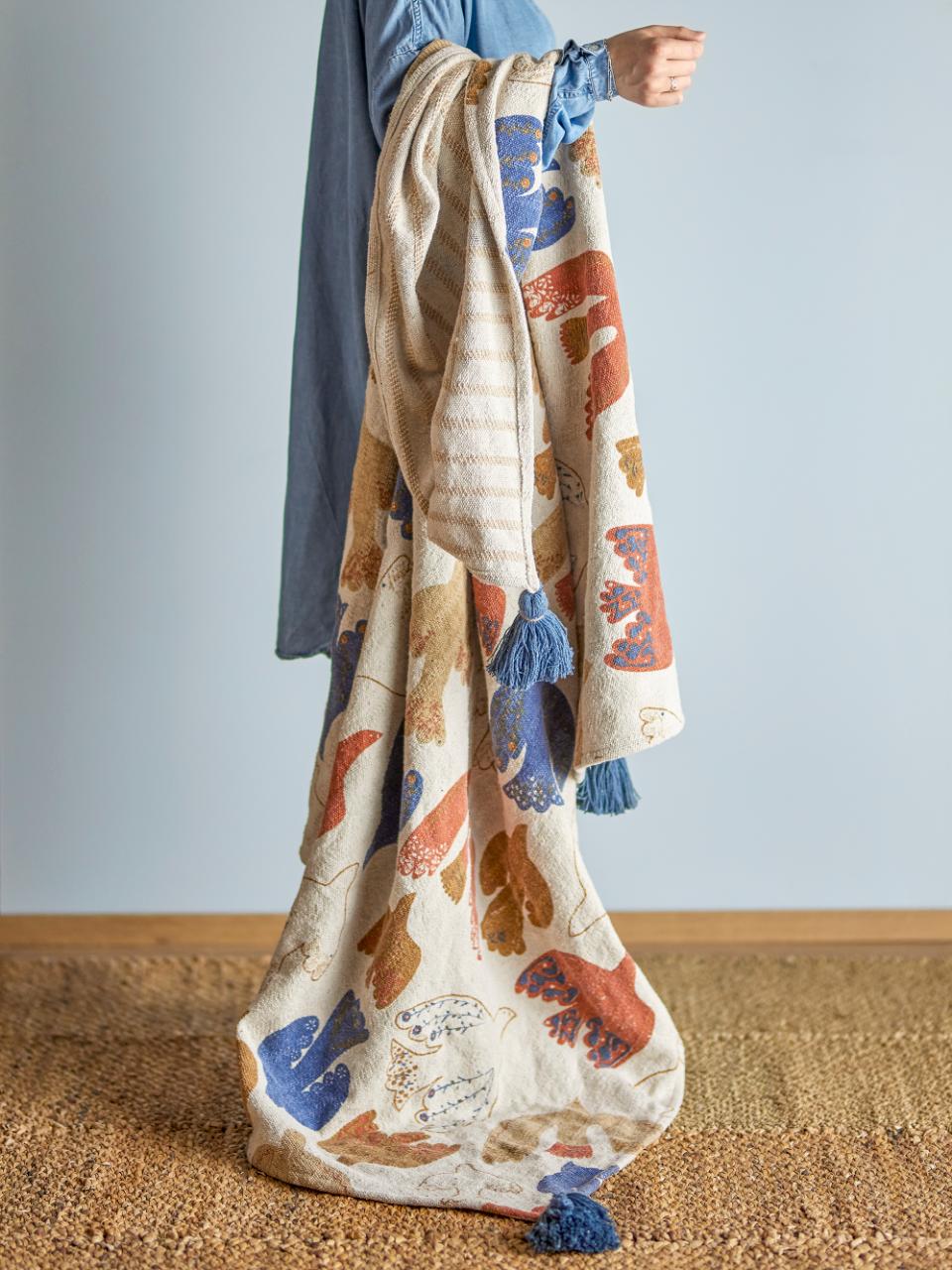 Birds Recycled Cotton Throw - Multi