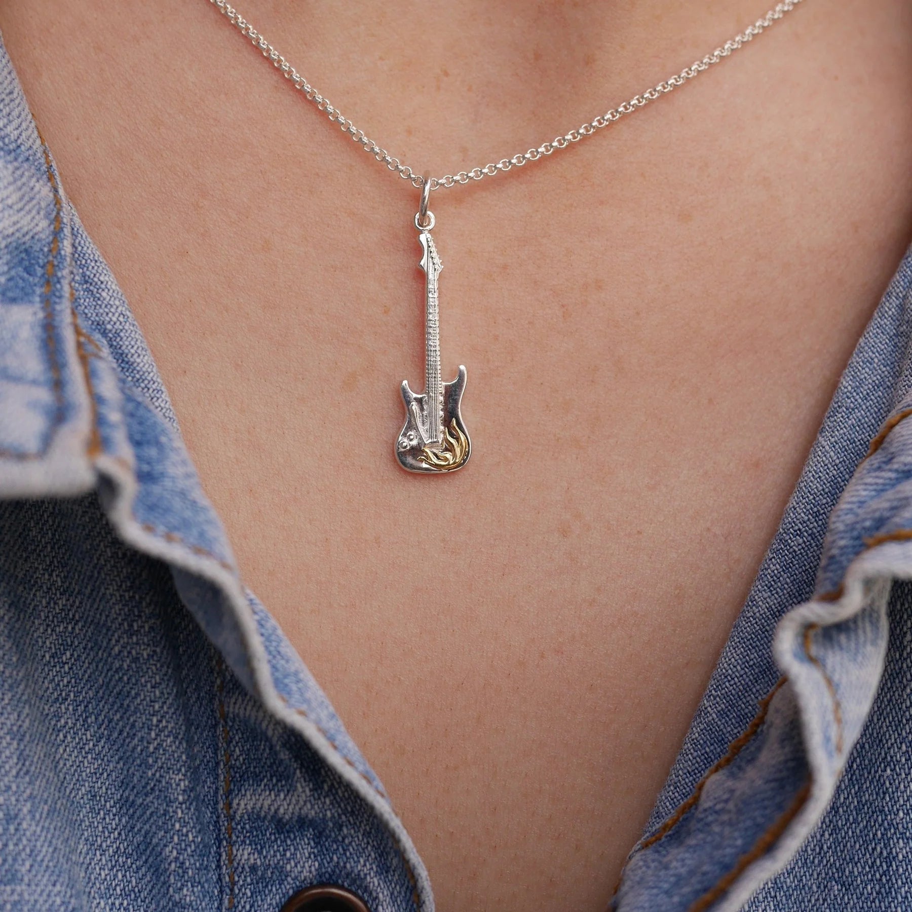 Scream Pretty - Electric Guitar Necklace - Sterling Silver