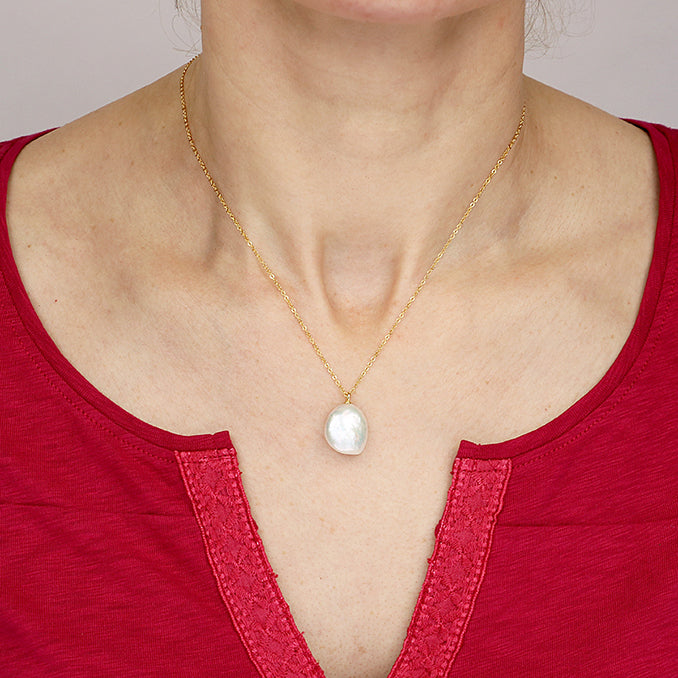 Gold Plated Sterling Silver Freshwater Pearl Necklace