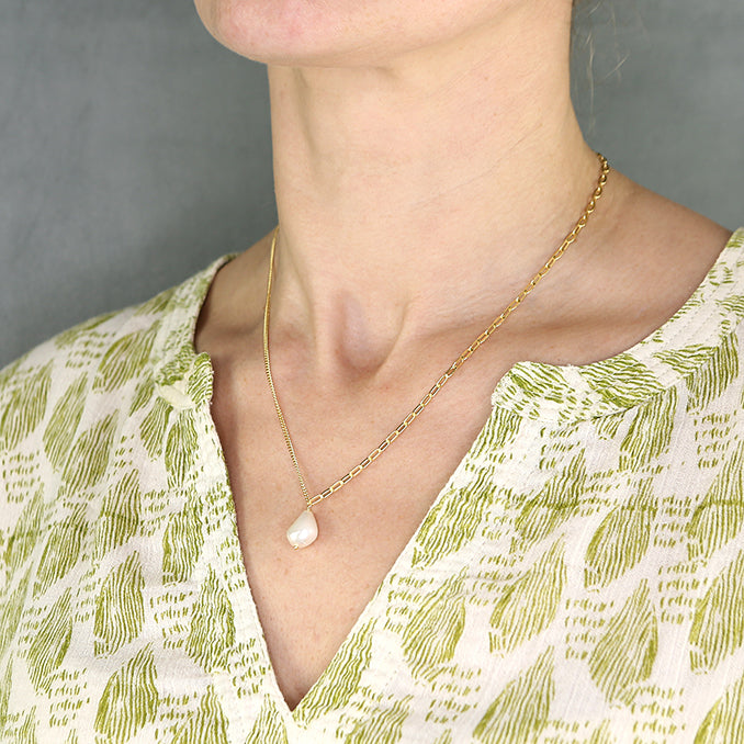 Gold Plated Sterling Silver Fresh Water Pearl Necklace