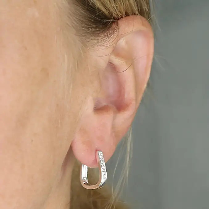 Silver CZ Handbag Huggie Earring