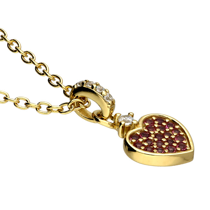 White Cubic Zirconia & Red Nano Gem Heart Necklace