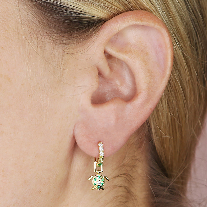 Single Turtle Huggie Hoop Earring