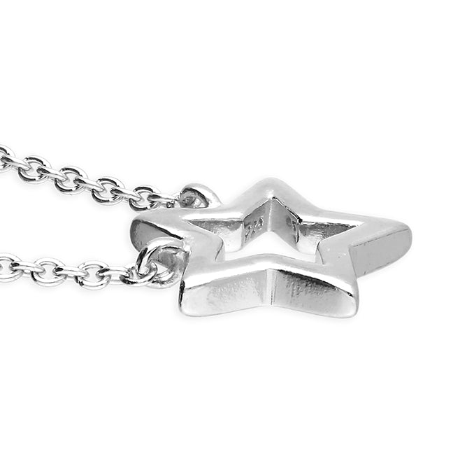 Sterling Silver Open Star Necklace