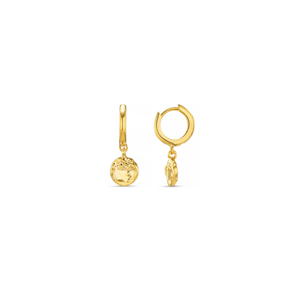 Orelia - Molten Coin Huggie Hoop Earrings