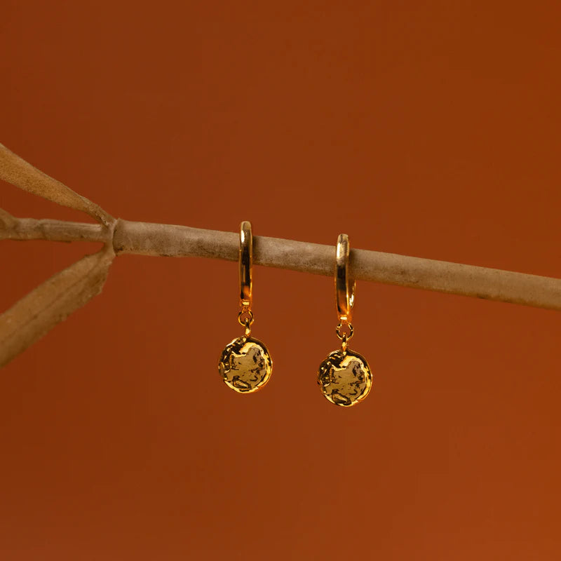 Orelia - Molten Coin Huggie Hoop Earrings