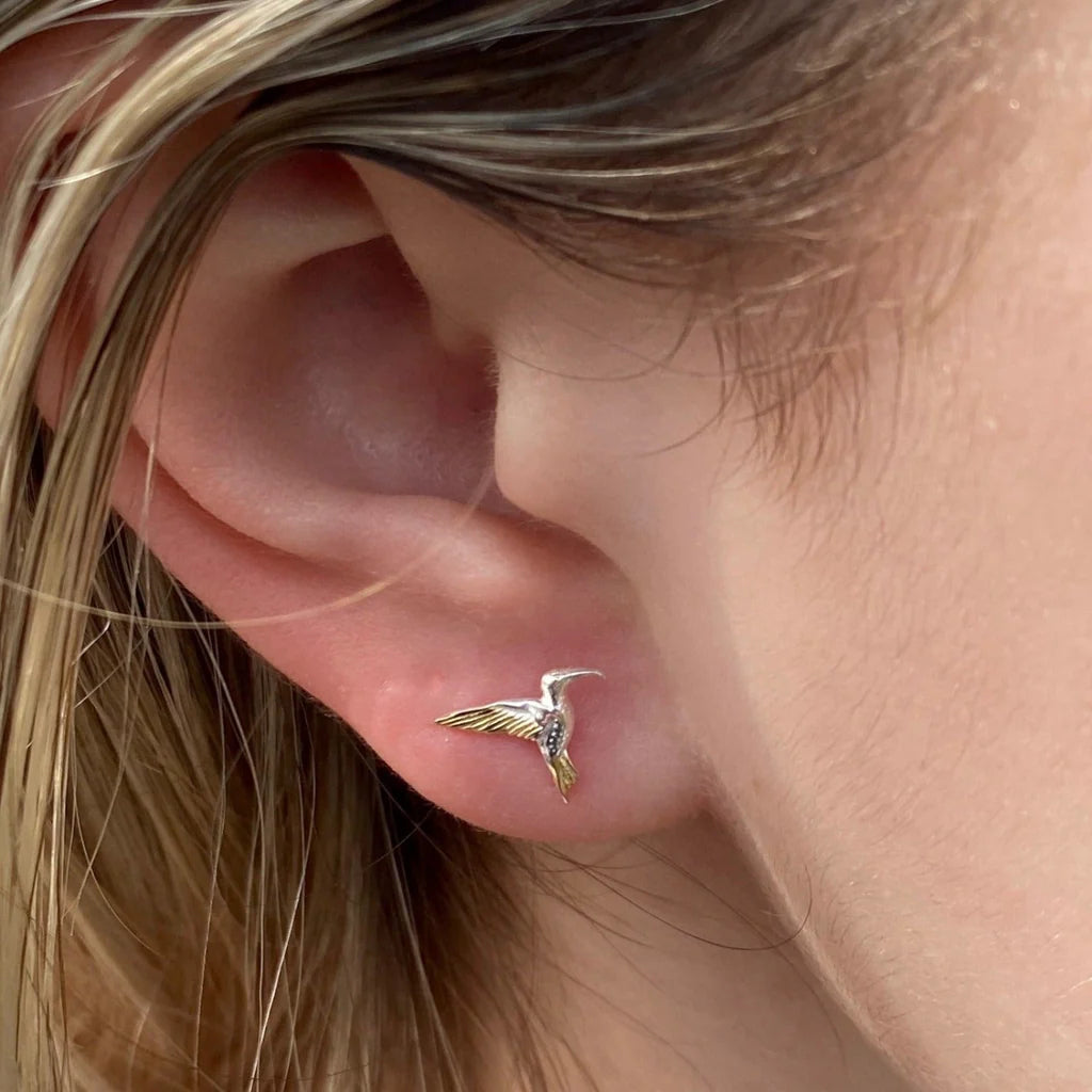 Reeves & Reeves - Silver & Gold Hummingbird Earrings