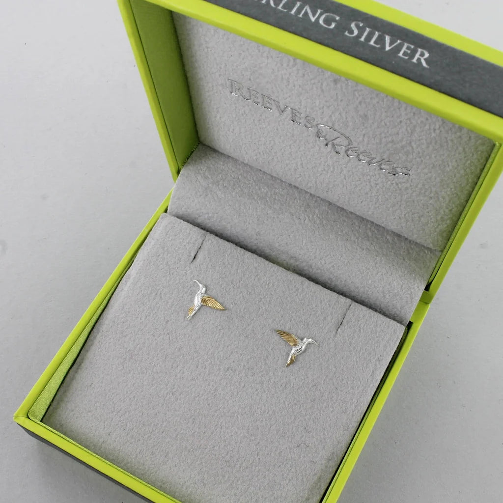 Reeves & Reeves - Silver & Gold Hummingbird Earrings