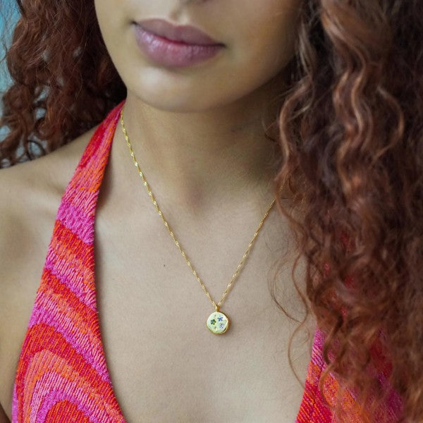 Jewelled Dreams Disc Necklace - Silver