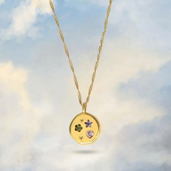 Jewelled Dreams Disc Necklace - Silver