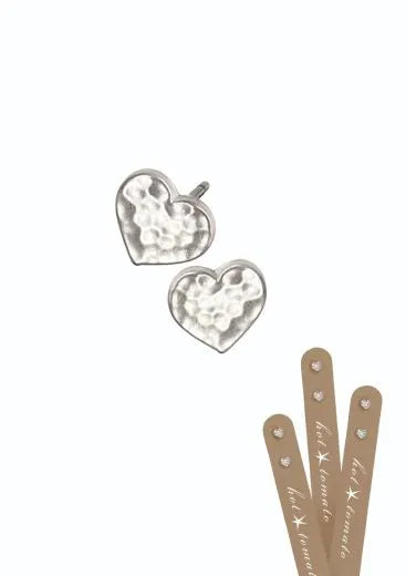Micro Heart Stud Earrings - Silver