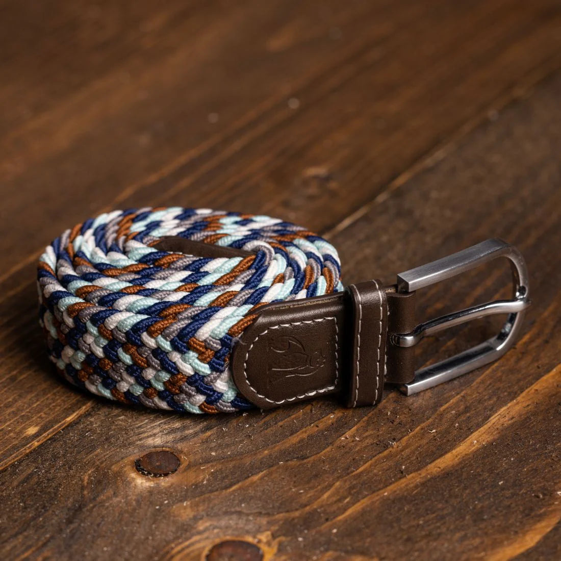 Swole Panda - Navy/Grey/Brown Zigzag - Woven Belt - M
