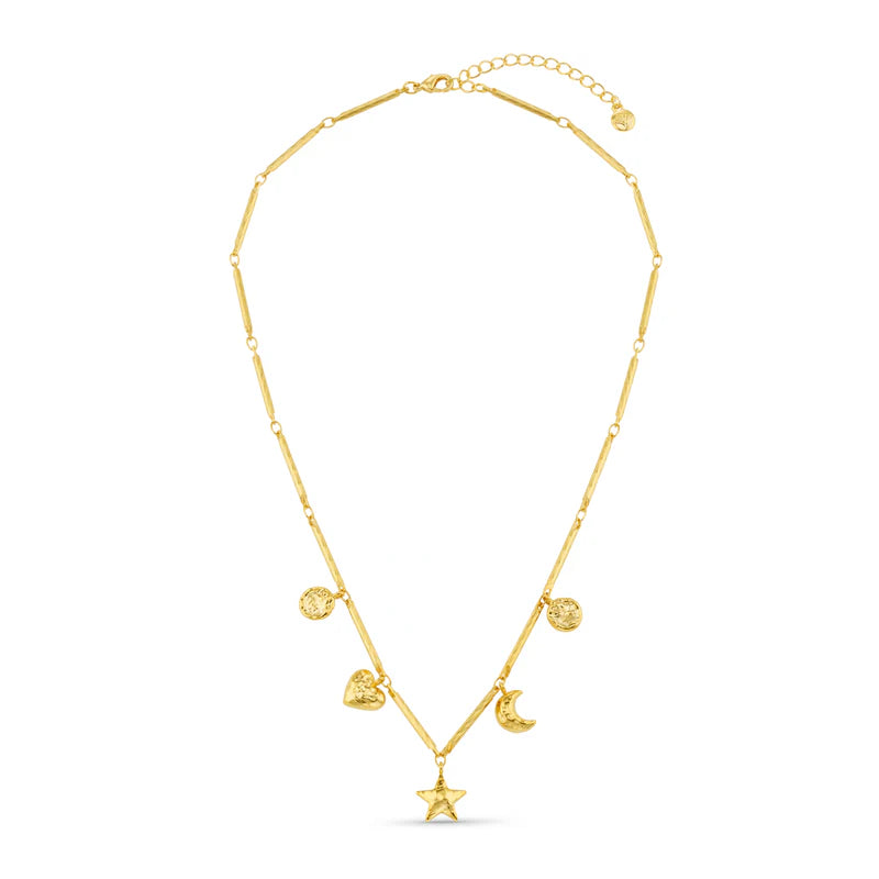 Orelia - Bar Link and Molten Charm Necklace