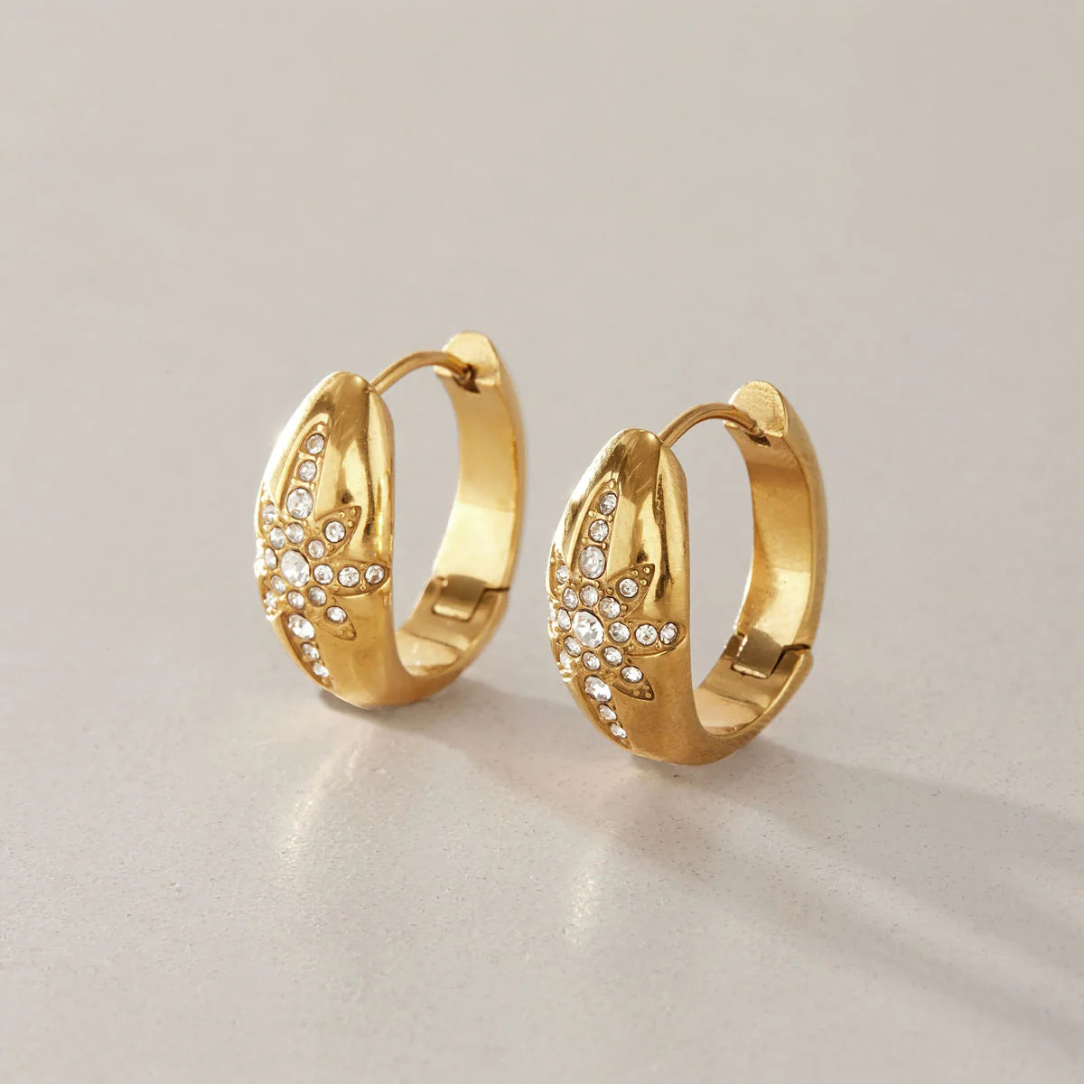 North Star Crystal Inset Hoop Earrings