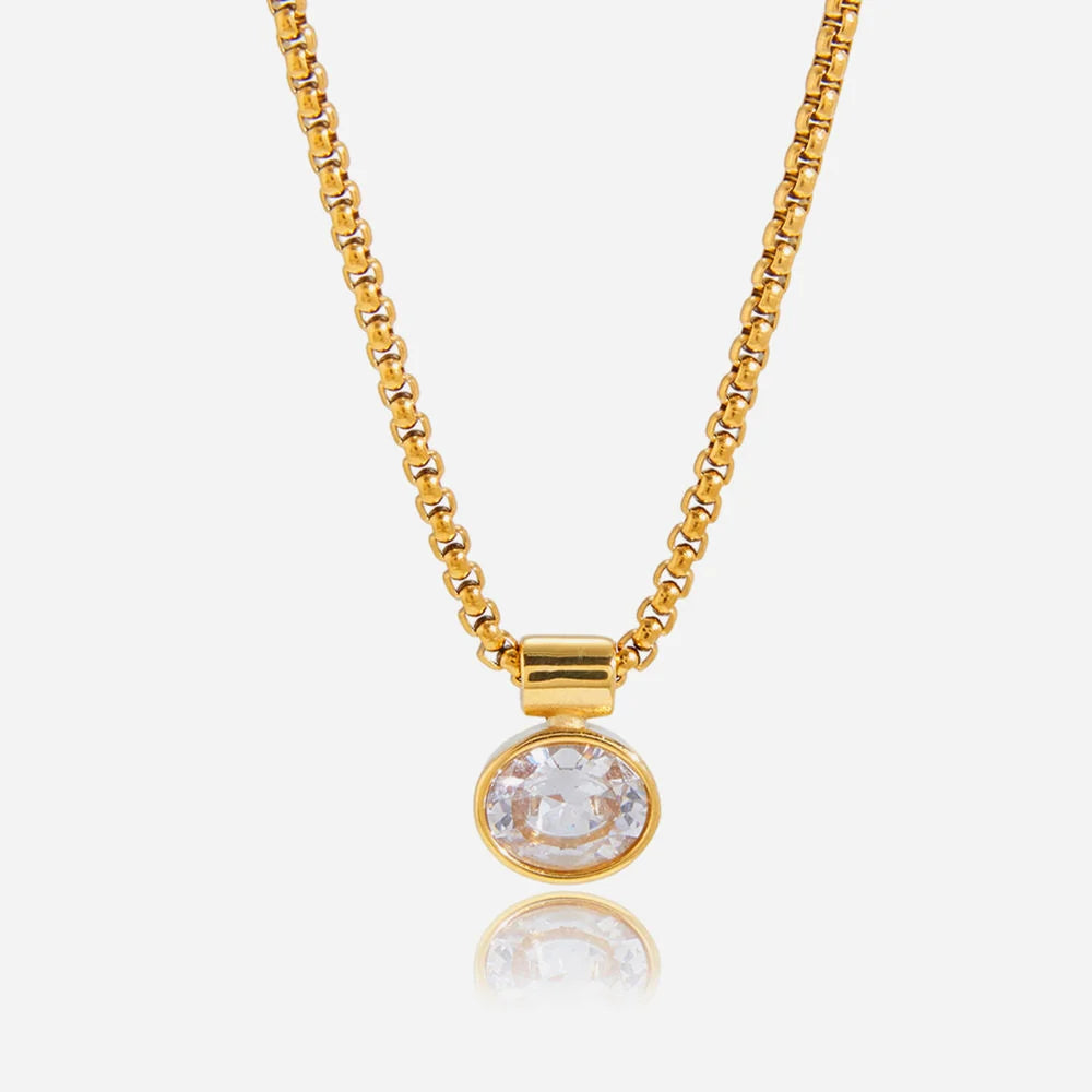 Sparkle Oval Pendant Necklace