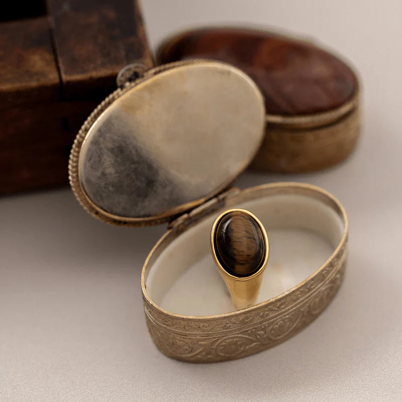 Orelia - Semi Precious Tigers Eye Statement Ring M/L