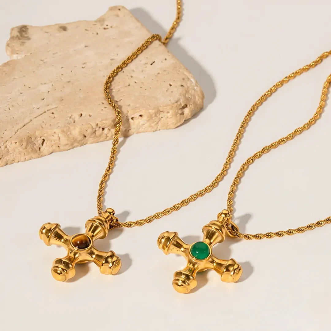 Tigers Eye Cross Necklace