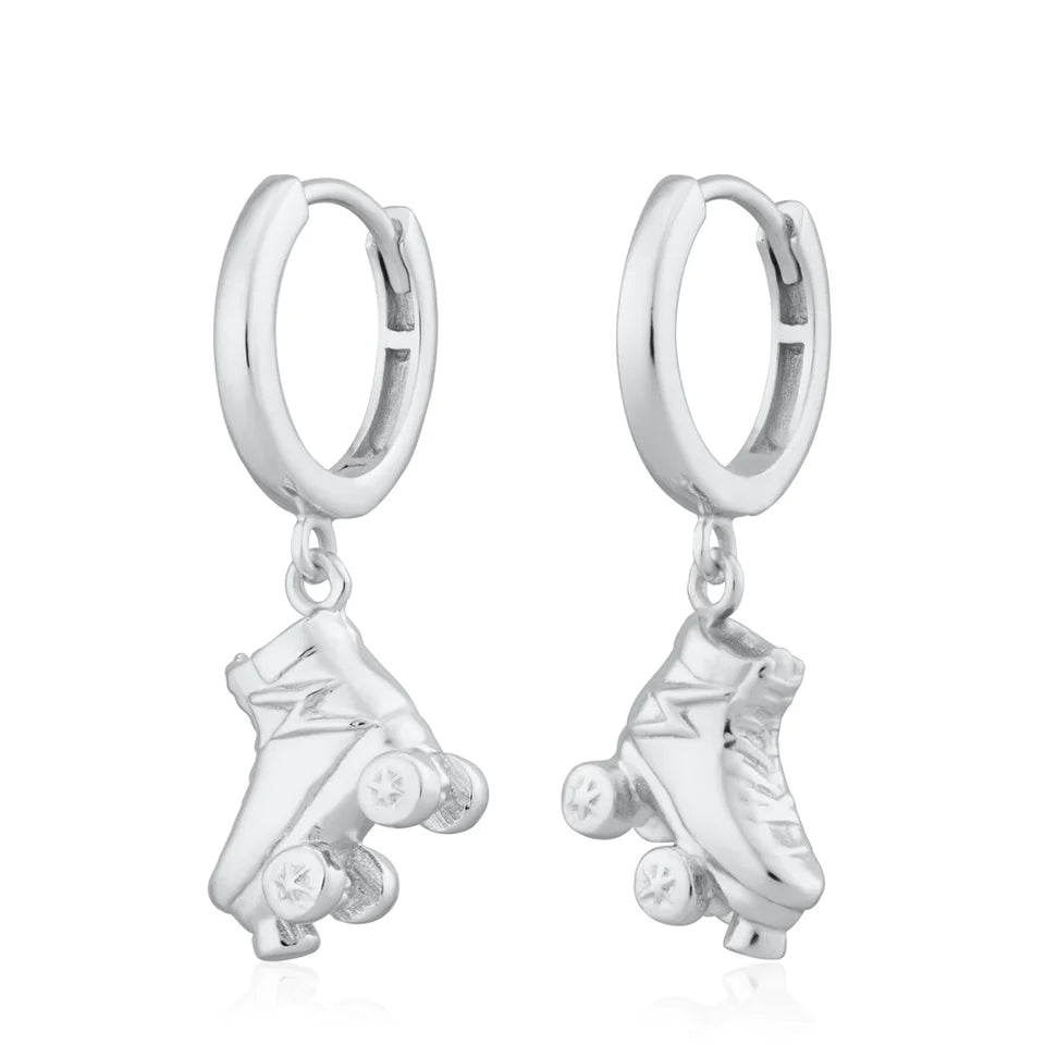 Scream Pretty - Roller Skate Charm Hoops - Sterling Silver