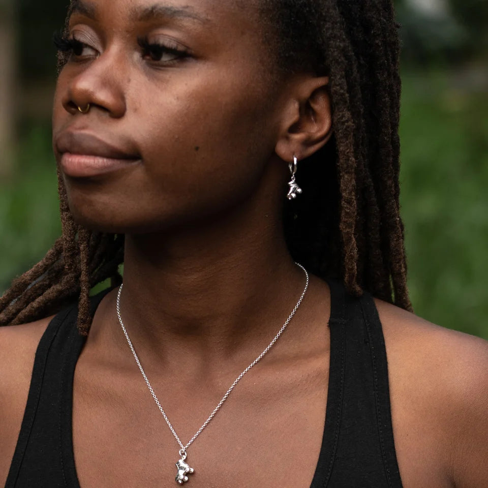 Scream Pretty - Roller Skate Charm Hoops - Sterling Silver