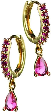 Tiny Tears Earrings - Fuchsia/Gold