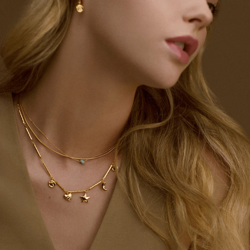 Orelia - Bar Link and Molten Charm Necklace