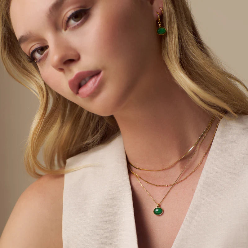 Orelia - Semi-Precious Green Jade Pendant Necklace
