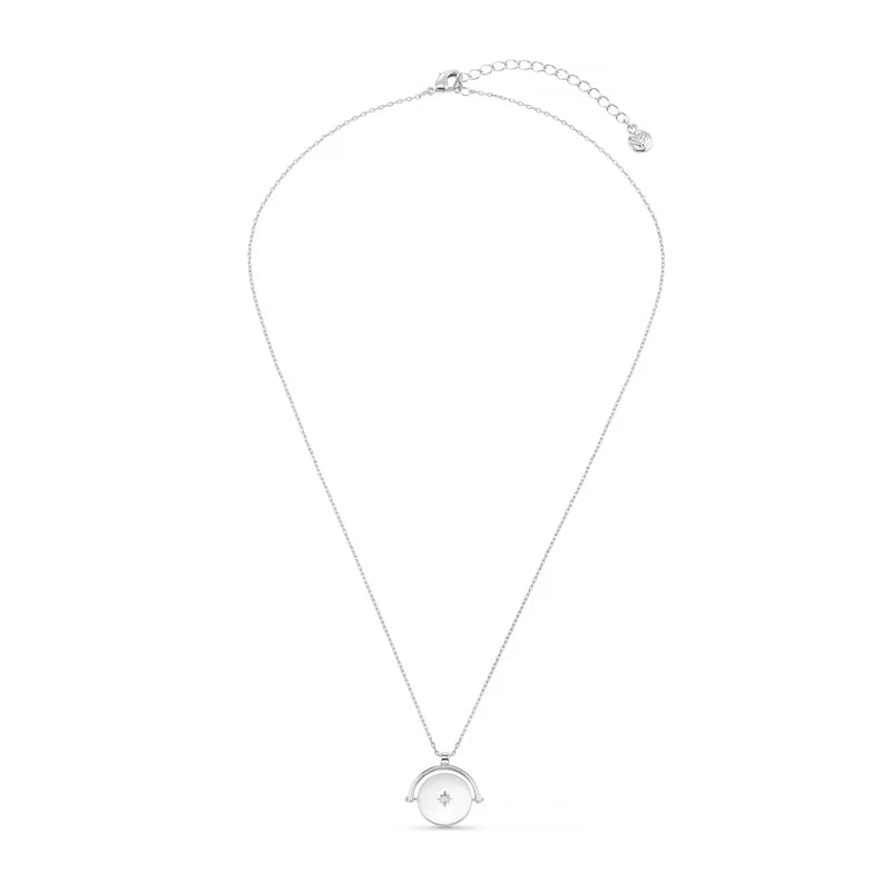 Orelia - Starburst Coin Spinner Necklace - Silver