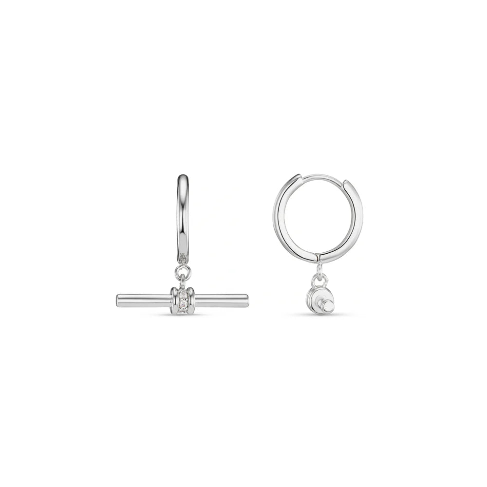 Orelia - Crystal T-Bar Hoop Earrings