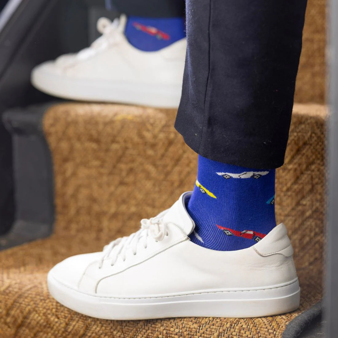 Blue Classic Car Bamboo Socks