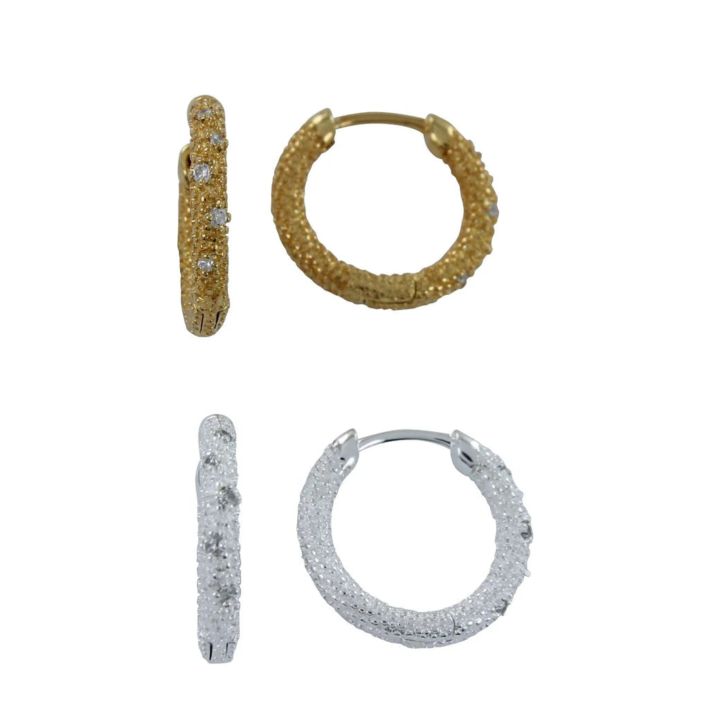 Sparkly Hoop Earrings - Gold