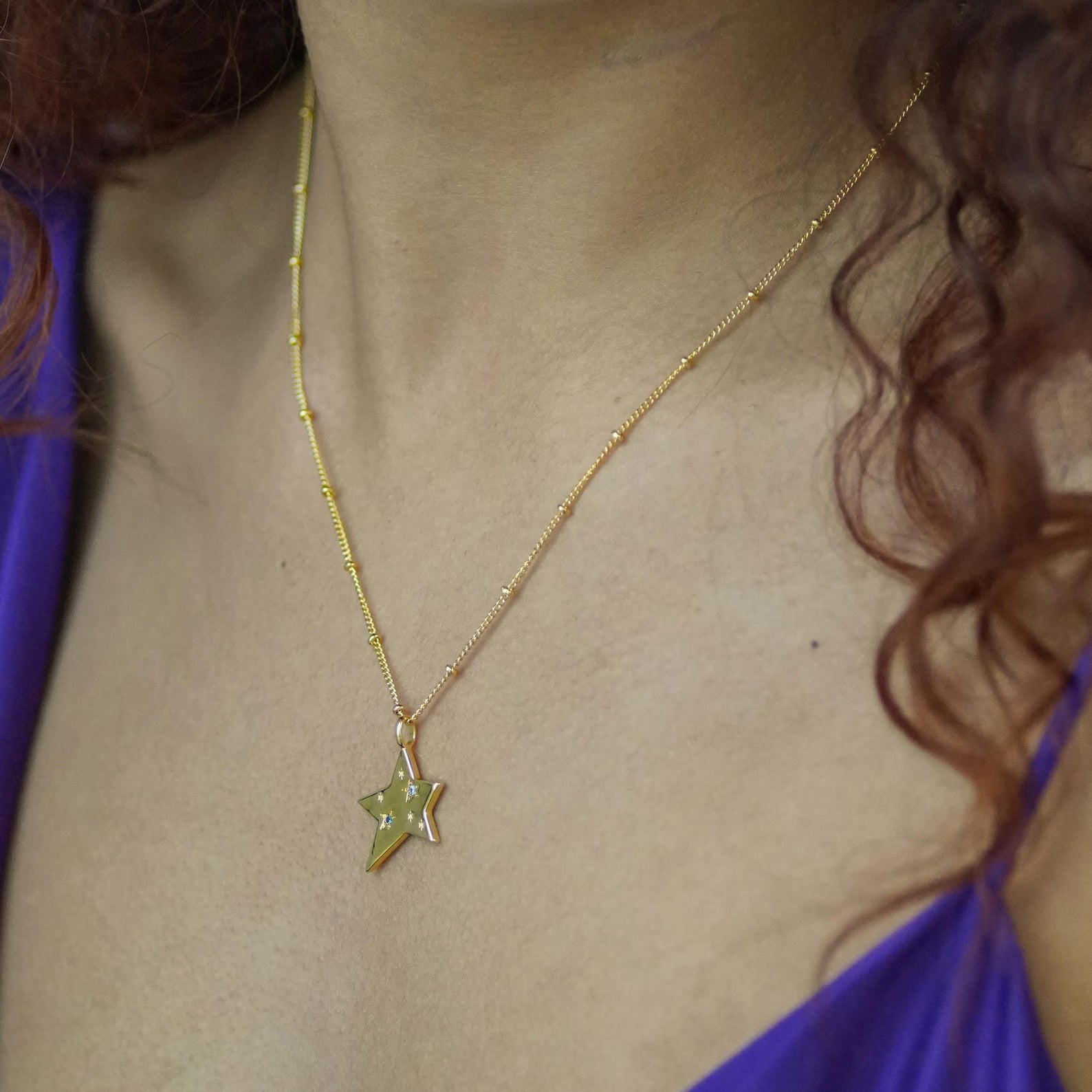 Star Charmed Jewelled Necklace - Gold