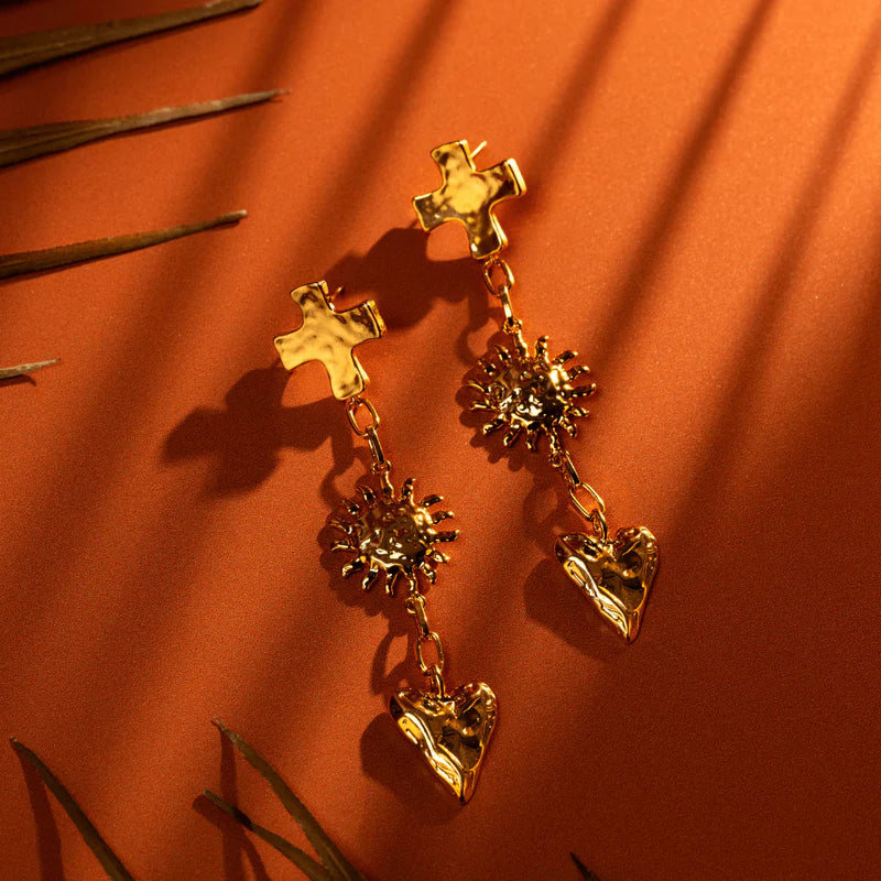 Orelia - Molten Statement Charm Drop Earrings