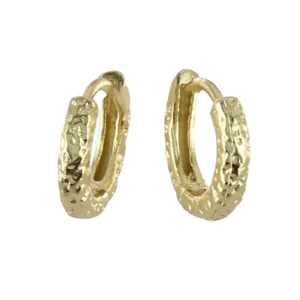 Reeves & Reeves - Small Textured Hoop Earrings - Gold