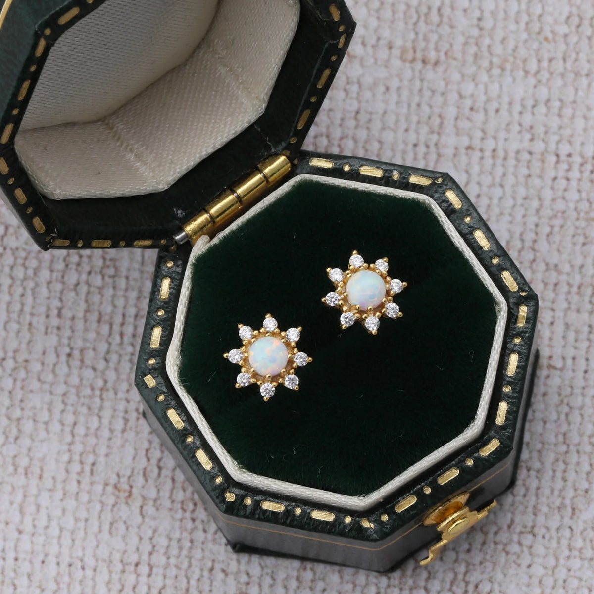 Sun Opal Earrings - Gold