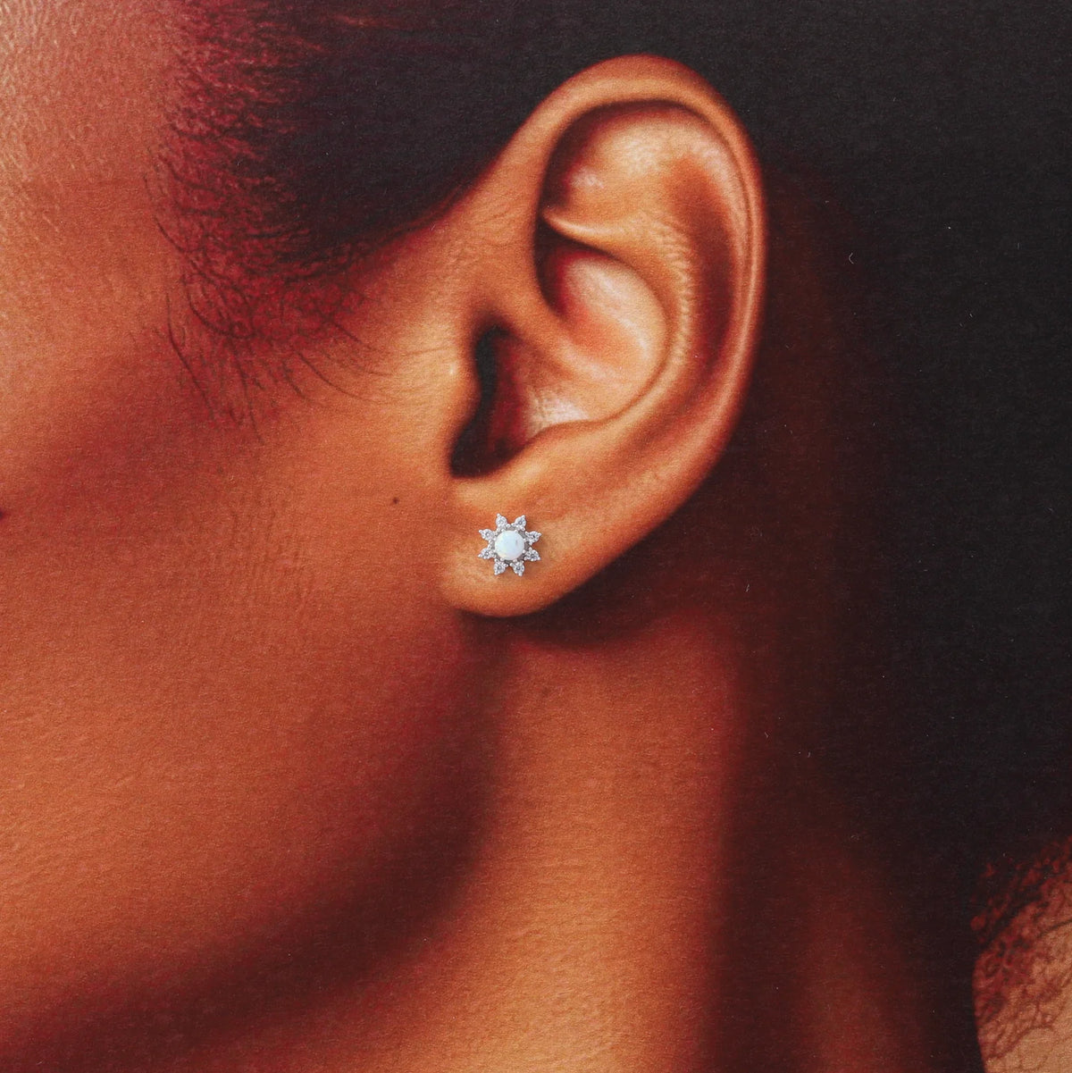 Sun Opal Earrings - Silver