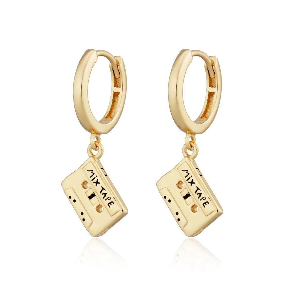 Scream Pretty - Mix Tape Charm Hoops - Gold Plated