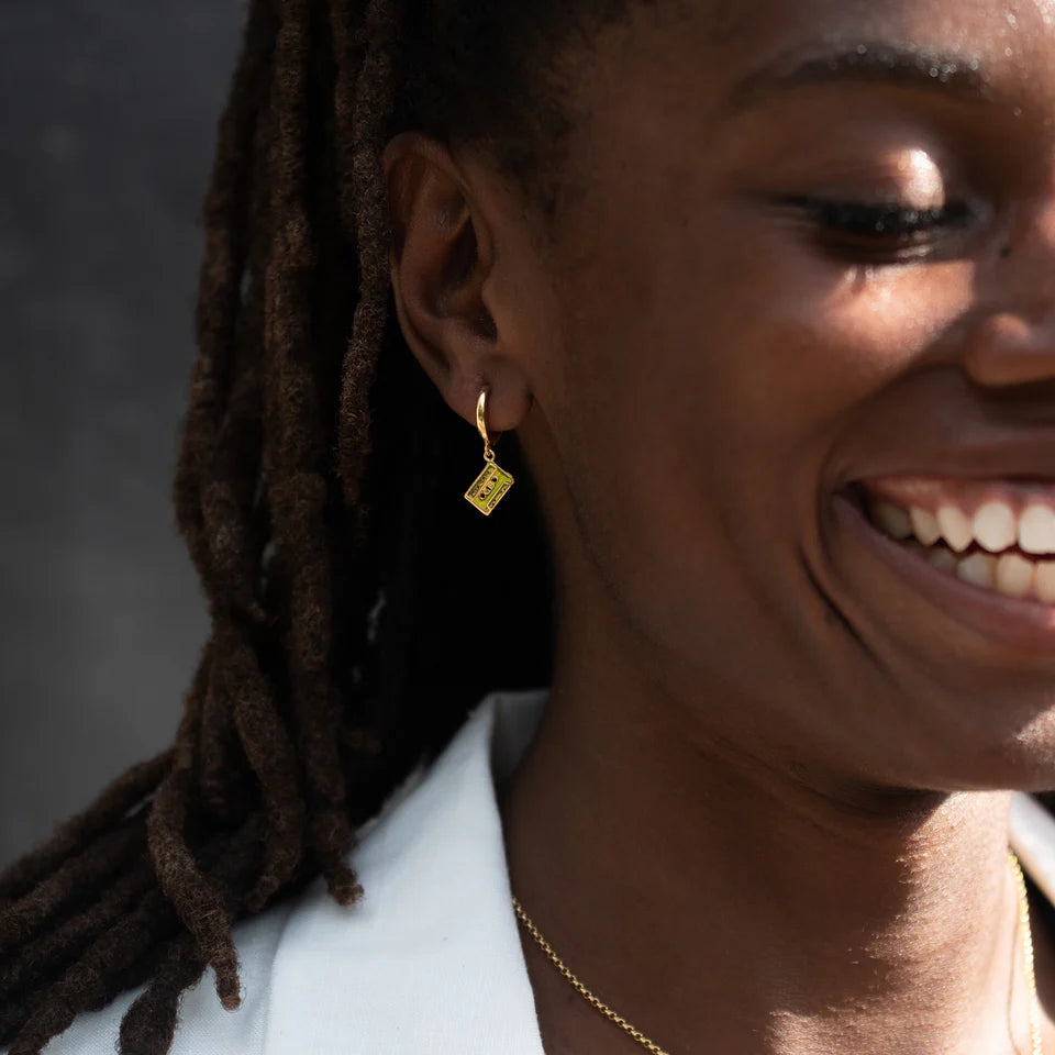 Scream Pretty - Mix Tape Charm Hoops - Gold Plated