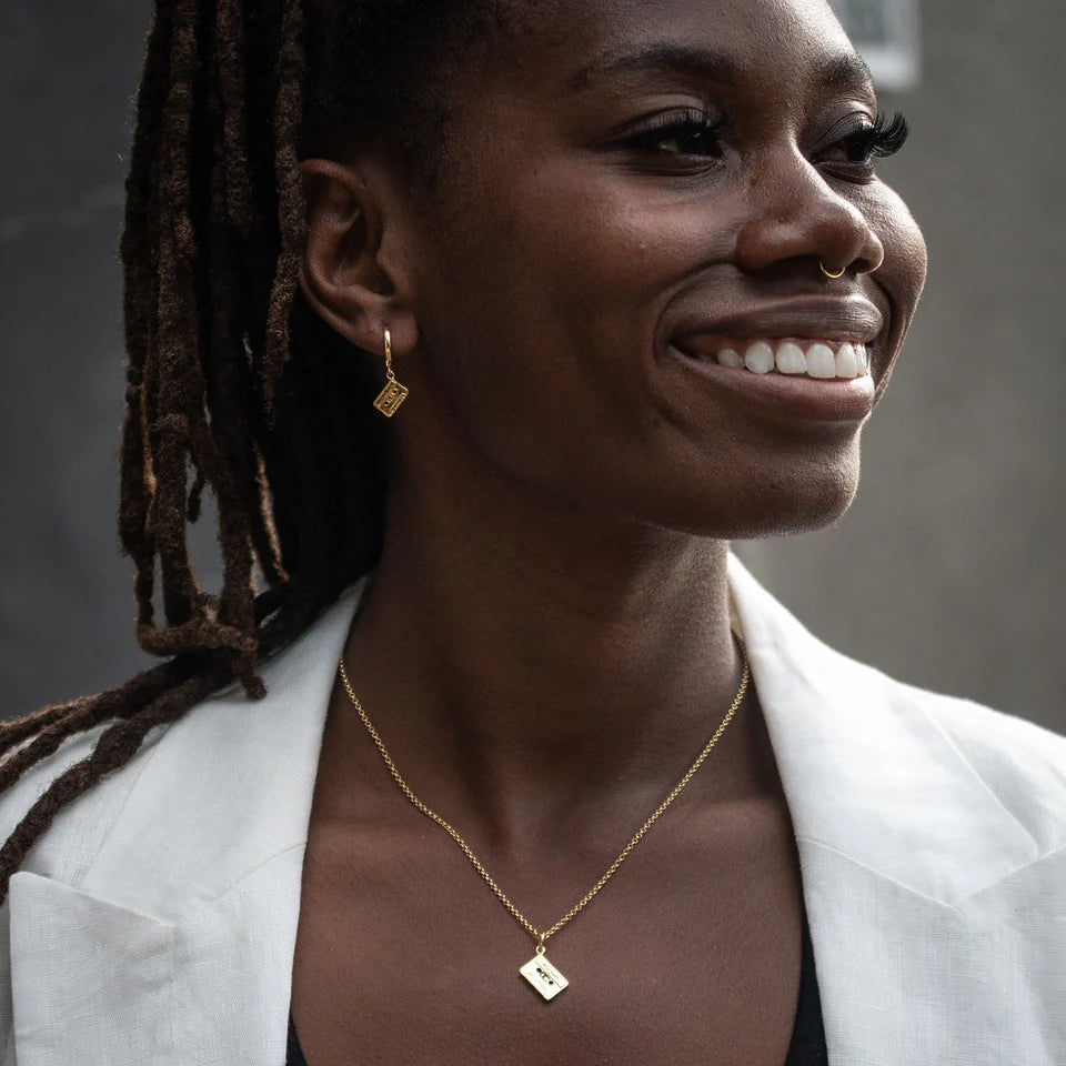 Scream Pretty - Mix Tape Charm Hoops - Gold Plated