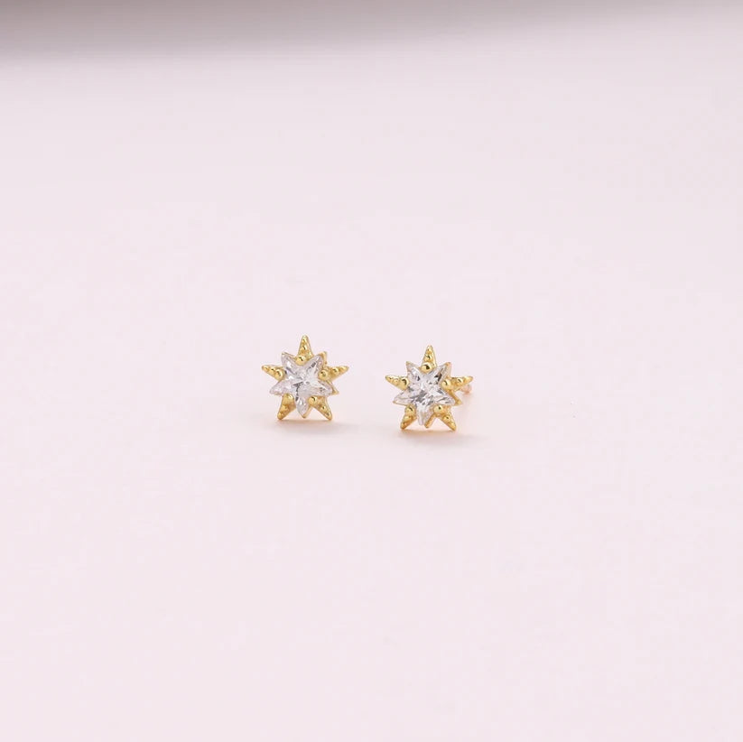 Crystal Stars Earrings - Gold