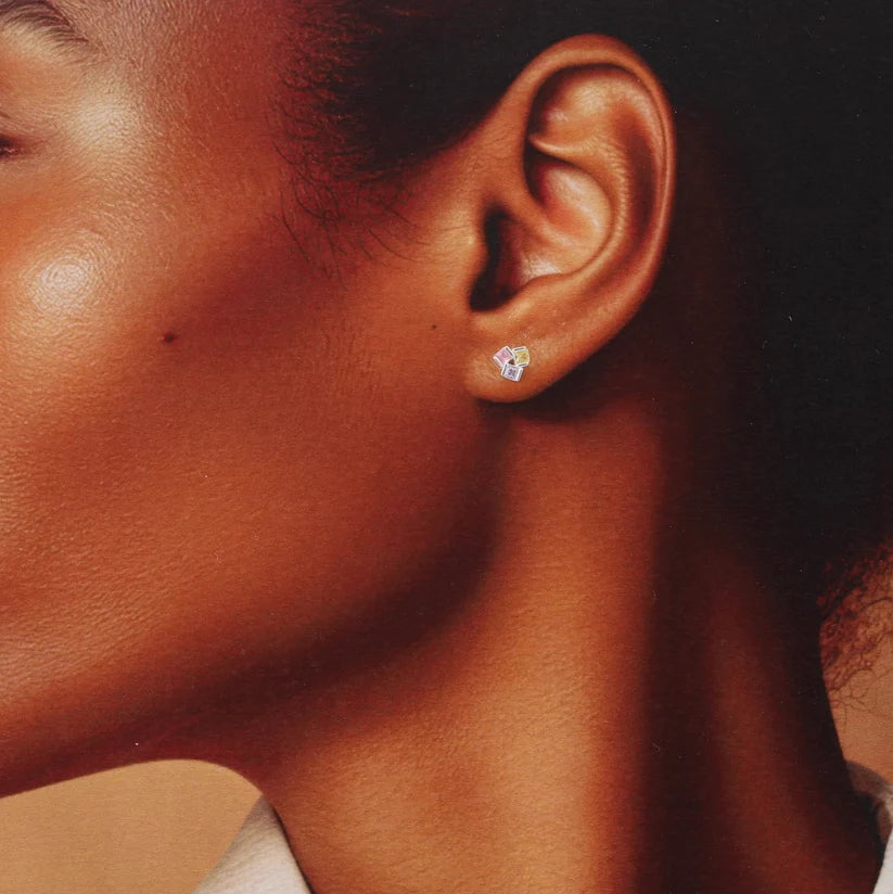 Three Gem Cluster Earrings