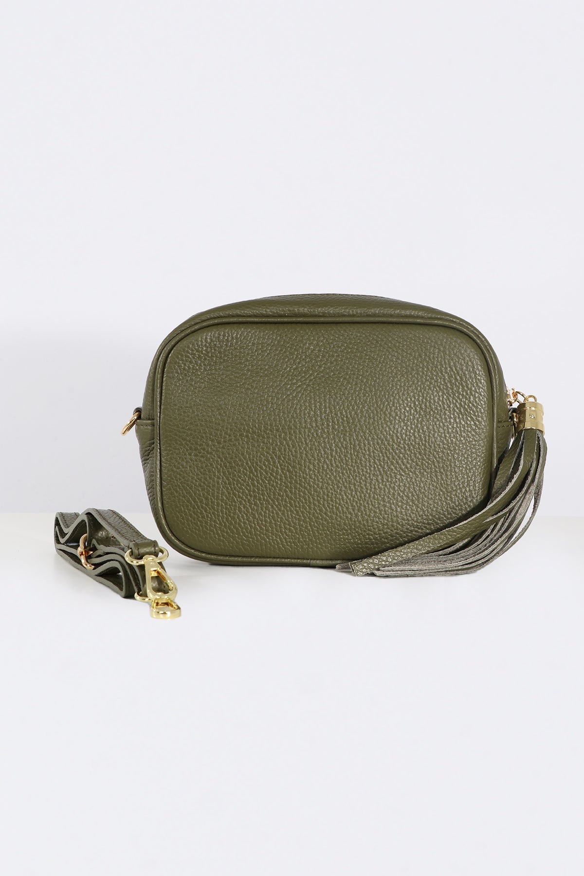 Khaki Italian Leather Camera Bag