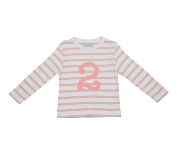 Dusky Pink and White Breton Striped Age Top - Age 2