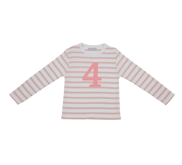Dusky Pink and White Breton Striped Age Top - Age 4