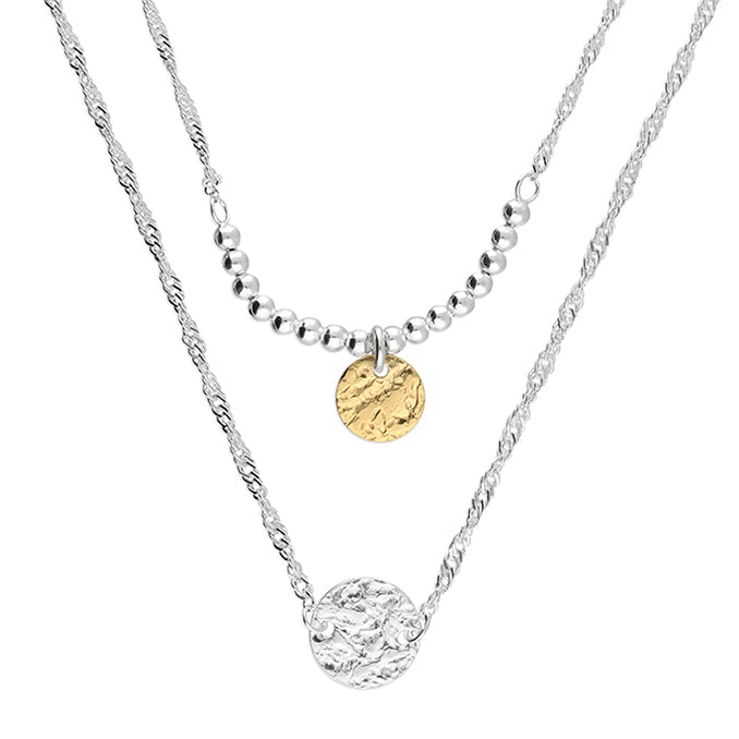 Two Tone Disc Necklace