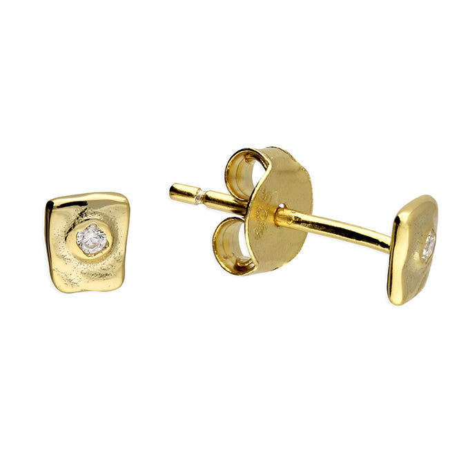 Gold Textured Oblong Stud