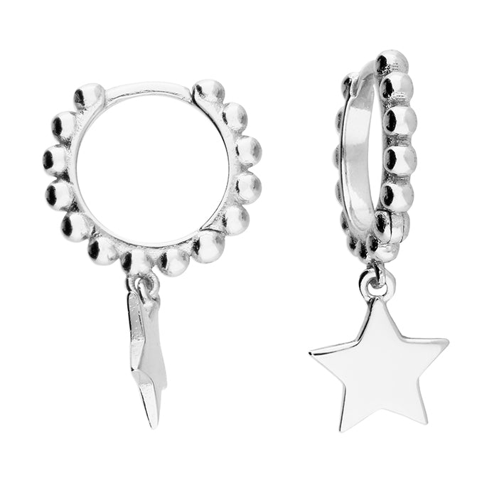 Sterling Silver bead hoop star charm