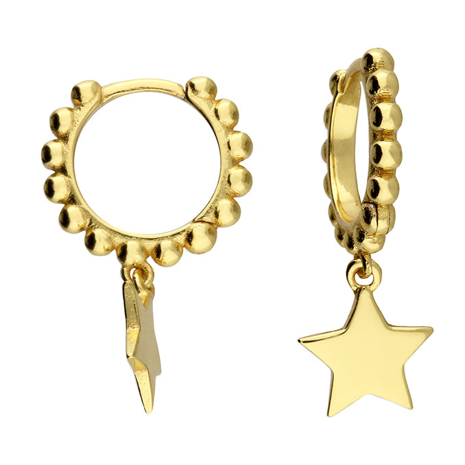 Gold Plated SS bead hoop star charm