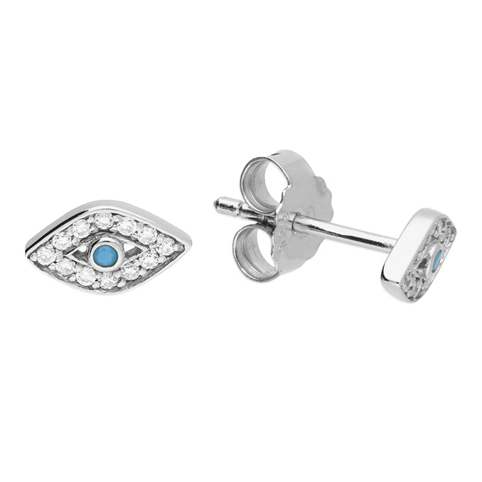 Sterling Silver Evil Eye Stud