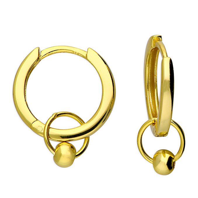 Gold Plated Sterling Silver Huggie with Ball Charm